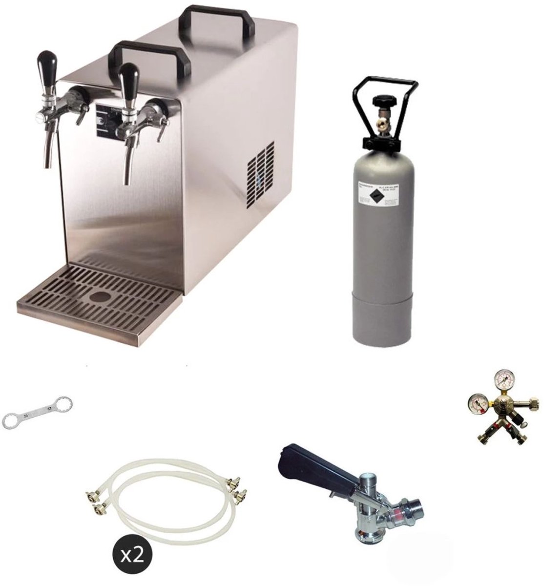 Ich-zapfe Biertapinstallatie STREAM 50 Compleetset 2-lijns droge koeler tot 55 l uur voor A- en G-fusten