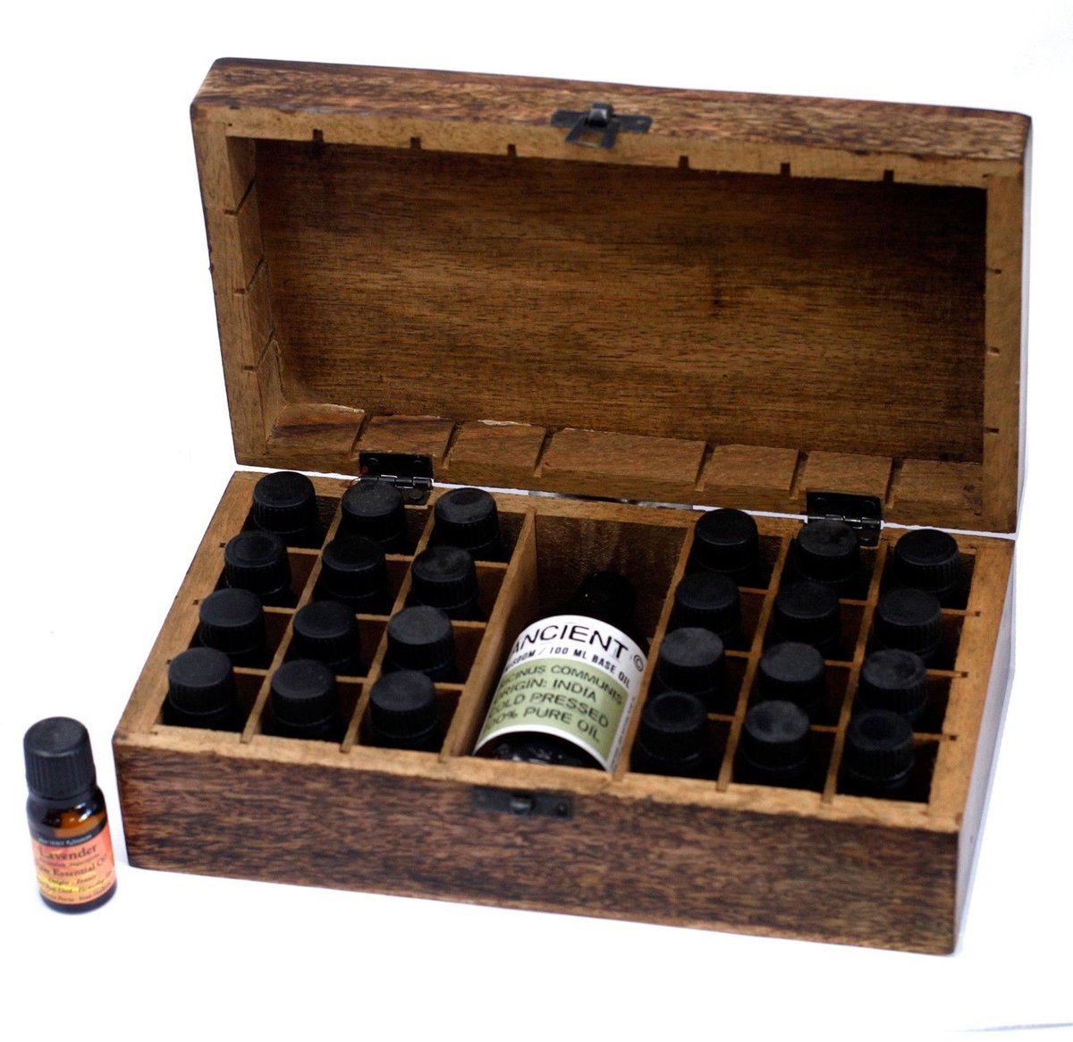 Opbergbox 24 + 1 vakken hout - Etherische olie - Sieradendoos - Organizer