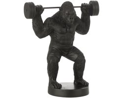 J-Line decoratie Gorilla Gewichtheffen - polyresin - zwart - small