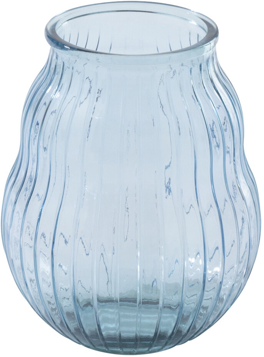 J-Line windlicht Gestreept - glas - lichtblauw - large
