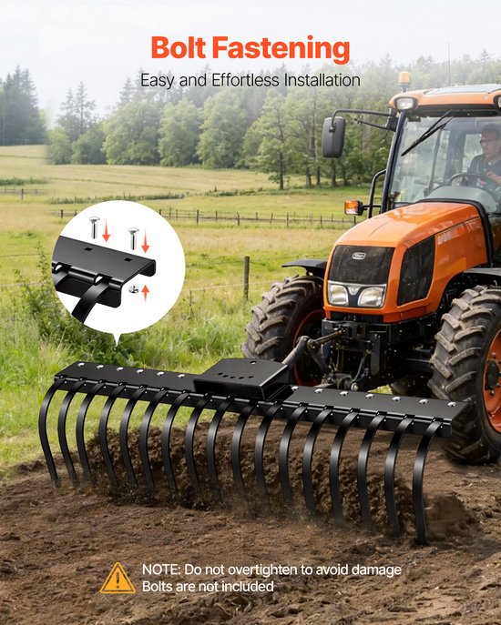 VEVOR Vervangende Tanden voor Hooihark van Gazontractor, Set van 6, Boutbevestiging, Steenharktanden, 11mm Boutgat, Hoogwaardig en Hittebehandeld Staal, Harktanden, Reserveonderdelen voor Hooiharken — afbeelding 3