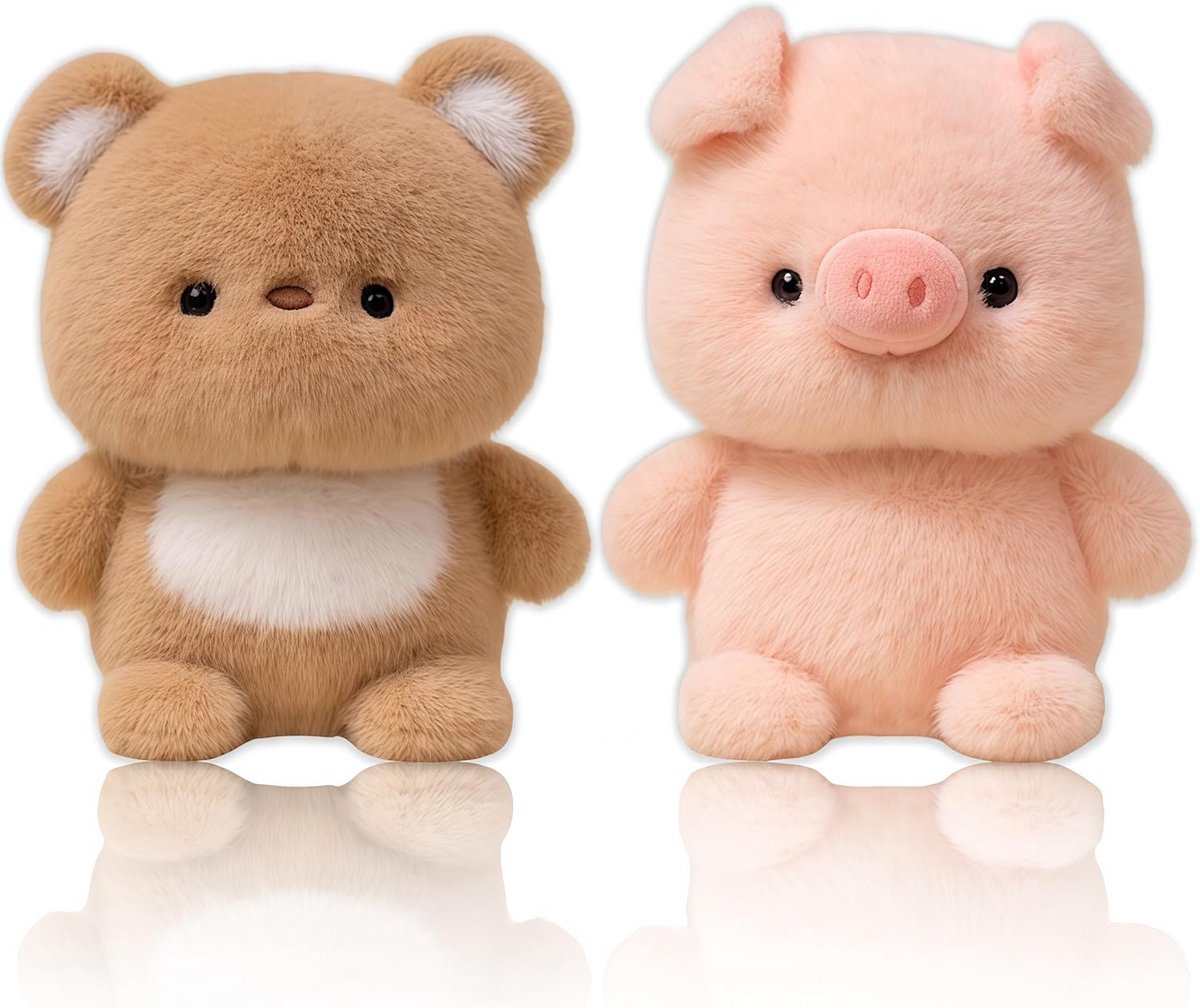 Set van 2 Pluchen Speelgoedknuffels Nijlpaard en Beertje Pluche 16 cm Cadeau