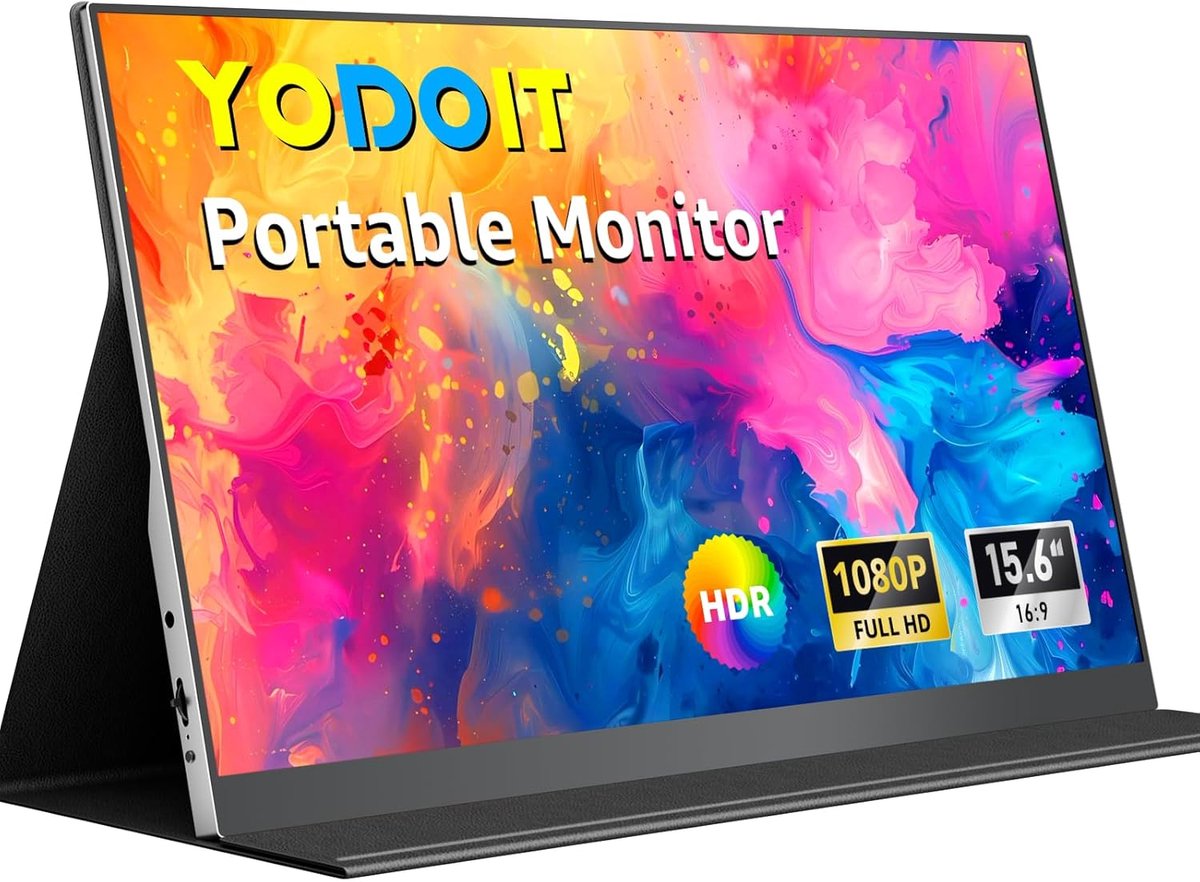 MELVRA Draagbare Monitor - 15.6 inch - Portable Monitor - 1920x1080 FHD - IPS Display - USB-C & Mini HDMI - Ingebouwde Luidsprekers - Inclusief Smart Cover - Laptop MacBook PC PS5 Xbox