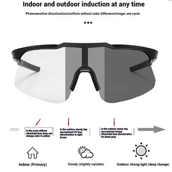 Lilypilly Premium Sport Zonnebril - Breed - Gepolariseerde Monoblock Lens met UV400 Bescherming - Unisex - Zwart Montuur - Inclusief Hardcase Beschermhoes — afbeelding 4