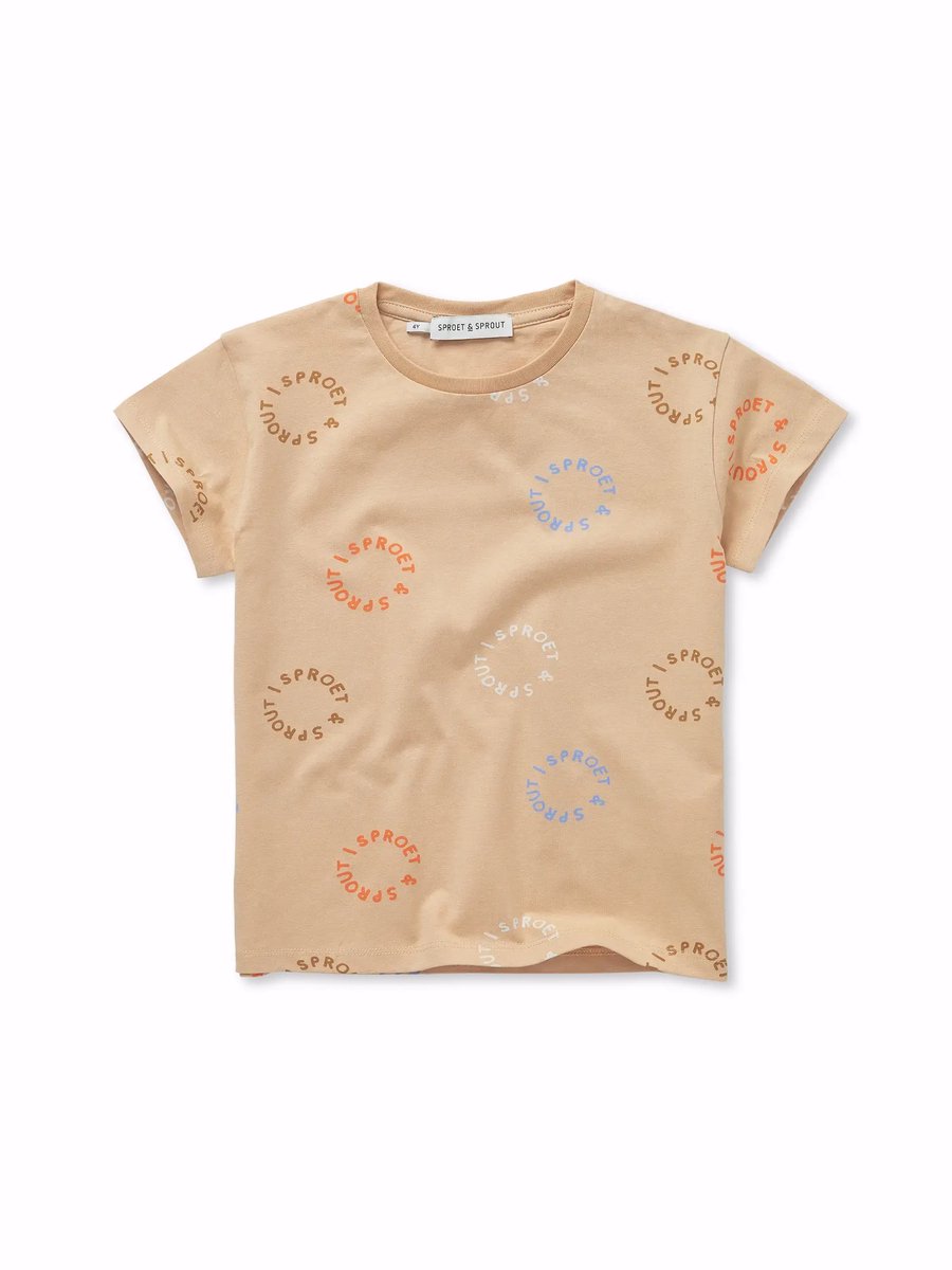 Sproet & Sprout T-shirt Sproet Print Polo's & T-shirts Jongens - Polo shirt - Zand - Maat 116