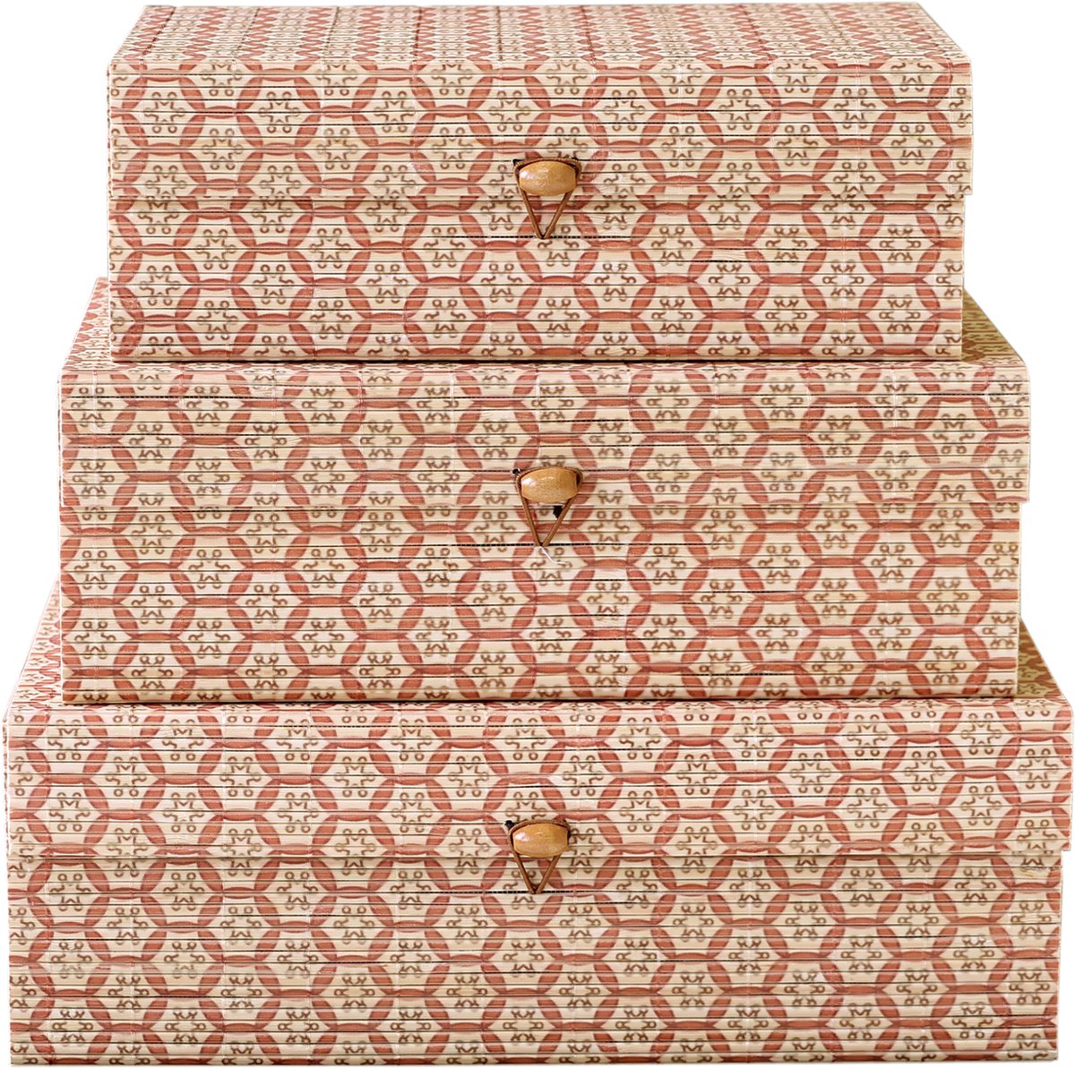 Chic Antique Set van 3 Vintage Opbergboxen – Decoratieve Opbergdozen – Franse Landelijke Stijl