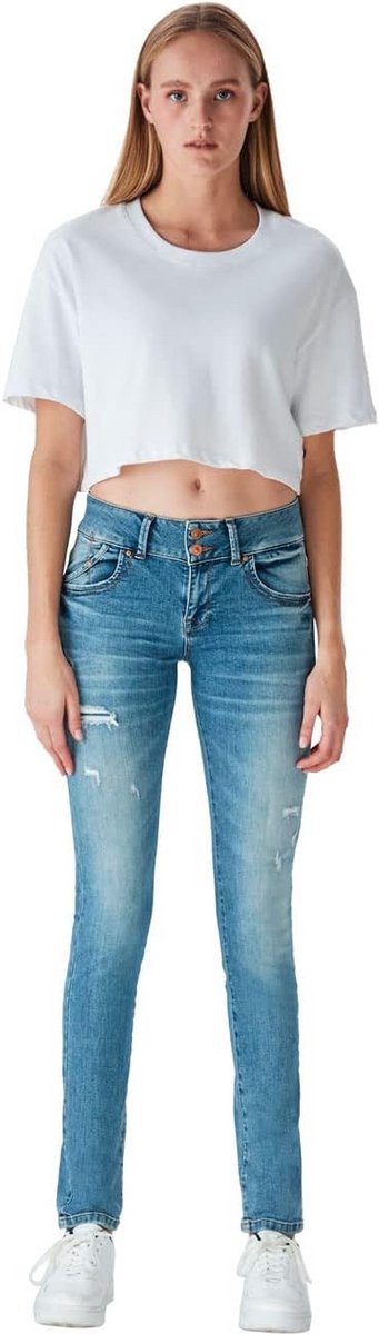 Super Slim-Fit Jeans Dames met Hoge Taille en Dubbele Knoopsluiting