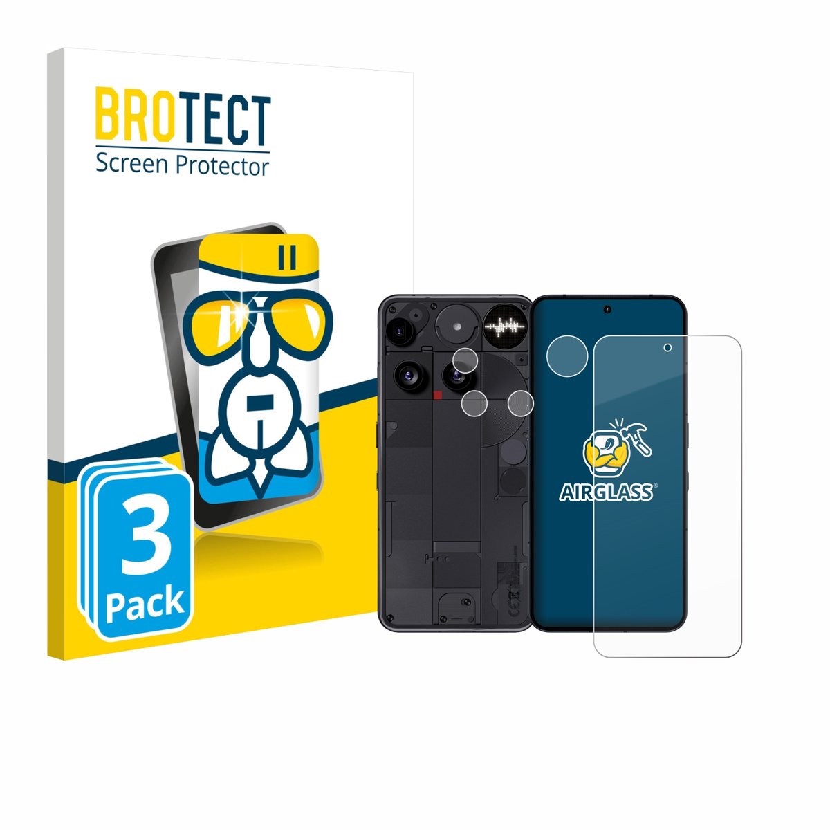 Screenprotector 3 Stuks voor Nothing Phone (3) (Voor+Camera) Beschermglas transparant