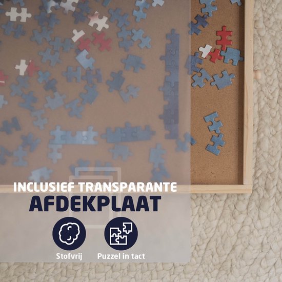 BREND BR-2217 Puzzelplaat voor 1500 Puzzelstukjes met 6 Lades – Puzzelbord met Opbergsysteem - Puzzelmat van Hout – Puzzeltafel inclusief Afdekplaat