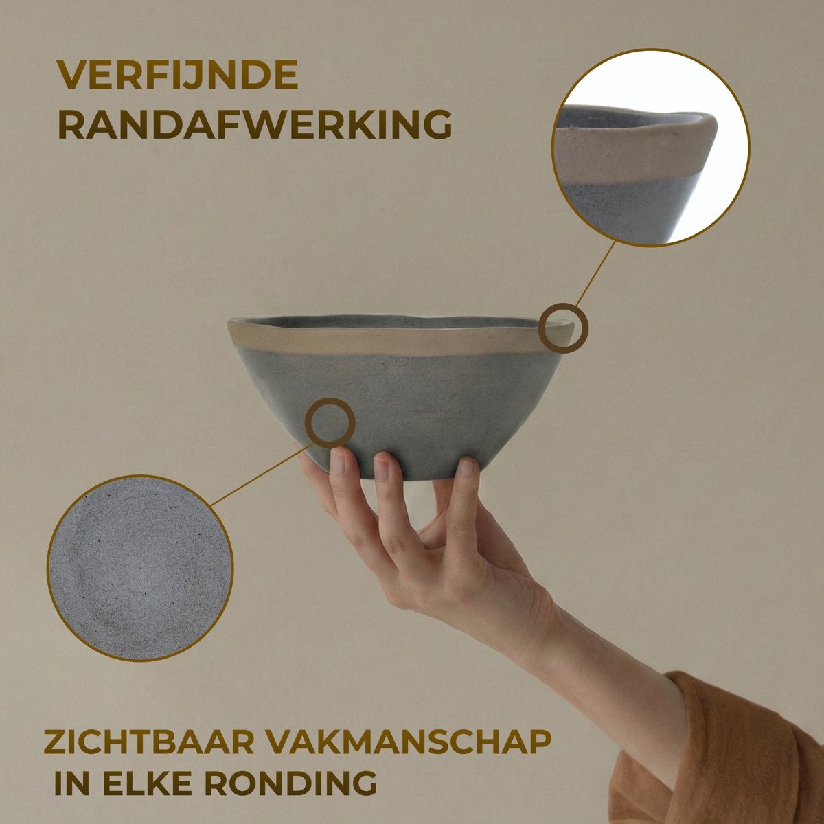 OZ Home Bricard Albi Serviesset 25-delig Porselein - 6 Personen - Groen-grijs (salie) met Beige Rand - Stapelbaar - Vaatwasser-, Magnetron- en Ovenbestendig — afbeelding 4