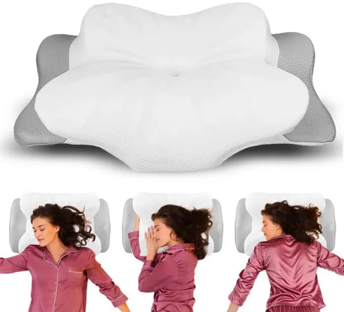 Vlinderkussen Plus - Ergonomisch Kussen - Gel-Traagschuim - Verstelbaar - Ademend - Ondersteunt Gezonde Slaaphouding