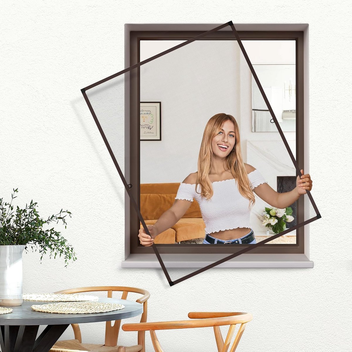 Insektengaas voor Ramen met Aluminium Frame - Flexibel op Maat te Zagen - Montage Zonder Boren Optie