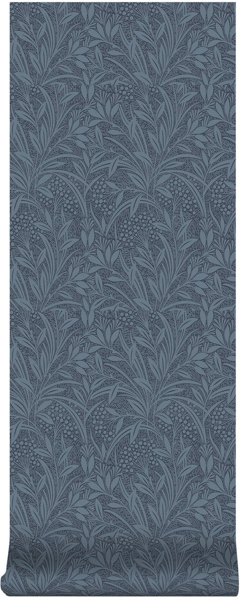 Laura Ashley Barley Behang - Planten - 10mx52cm - Blauw