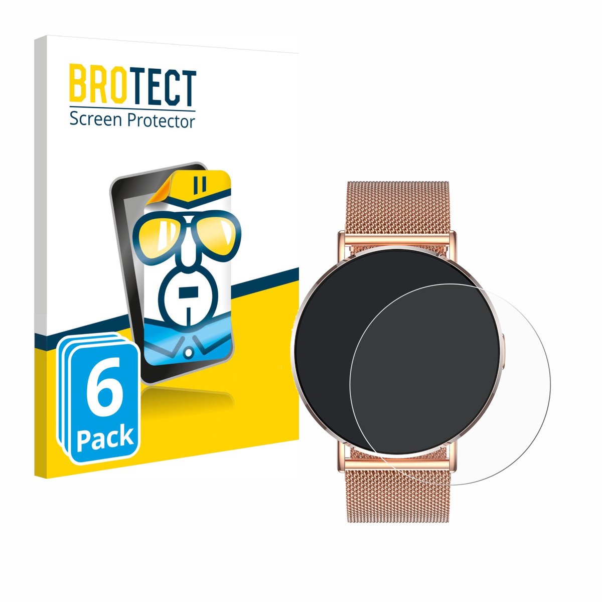 BROTECT - Screenprotector voor Levowatch Eve 1.3" - Folie Beschermfolie transparant 6 Stuks