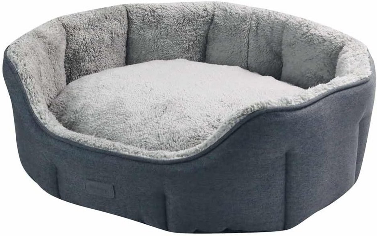 Comfortabel Ovaal Honden- en Kattenbed Grijs (65x57x22 cm) - Anti-slip & Wasbaar