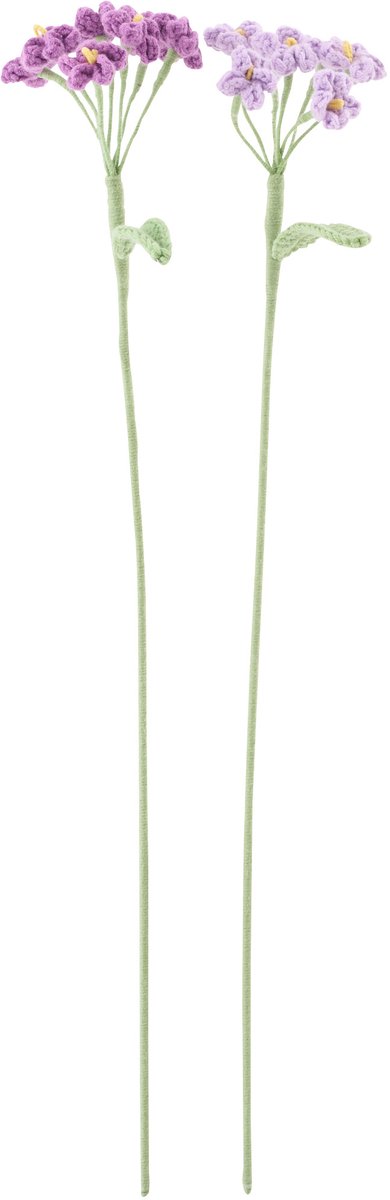 decoratie Bloem Gehaakt - polyester - paars - set van 2
