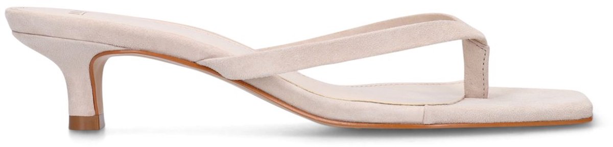 Manfield - Dames - Witte suède hak slippers - Maat 38