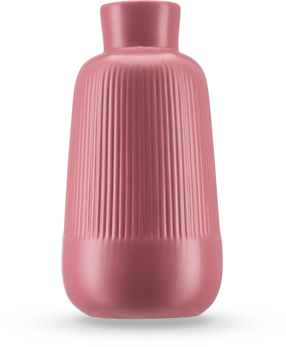 Easyplants | Vaas Notes 25 cm oud roze | Keramiek | Rechthoek | oud roze | Japandi stijl | Design Vaas