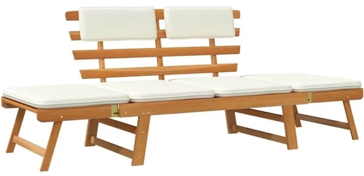 Norvia - Tuinbank - Tuinmeubel - 3 in 1 Loungebed Massief - Acaciahout - Ligbed - Weersbestendig - Natuurlijk - Terras