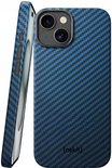 Blauw en zwart carbonfiber hoesje voor iPhone.