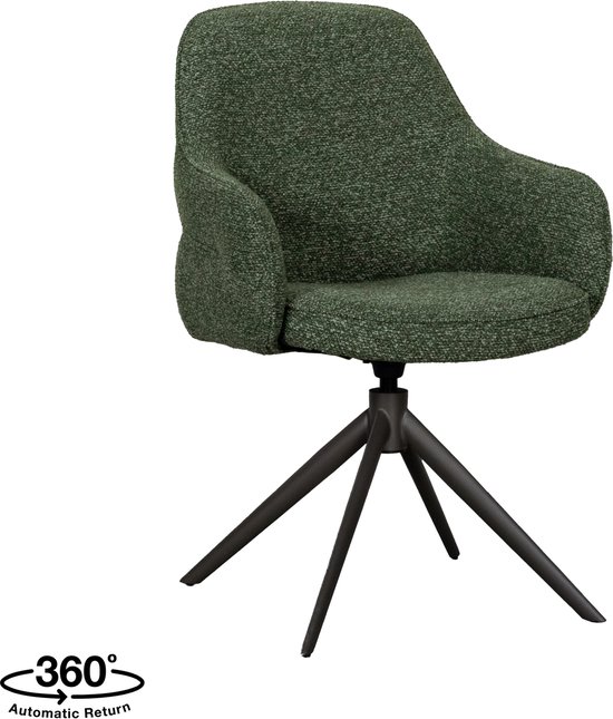 Chaise de salle à manger Bern LABEL51 - Vert - Tissu - Structure forêt - Chaise -