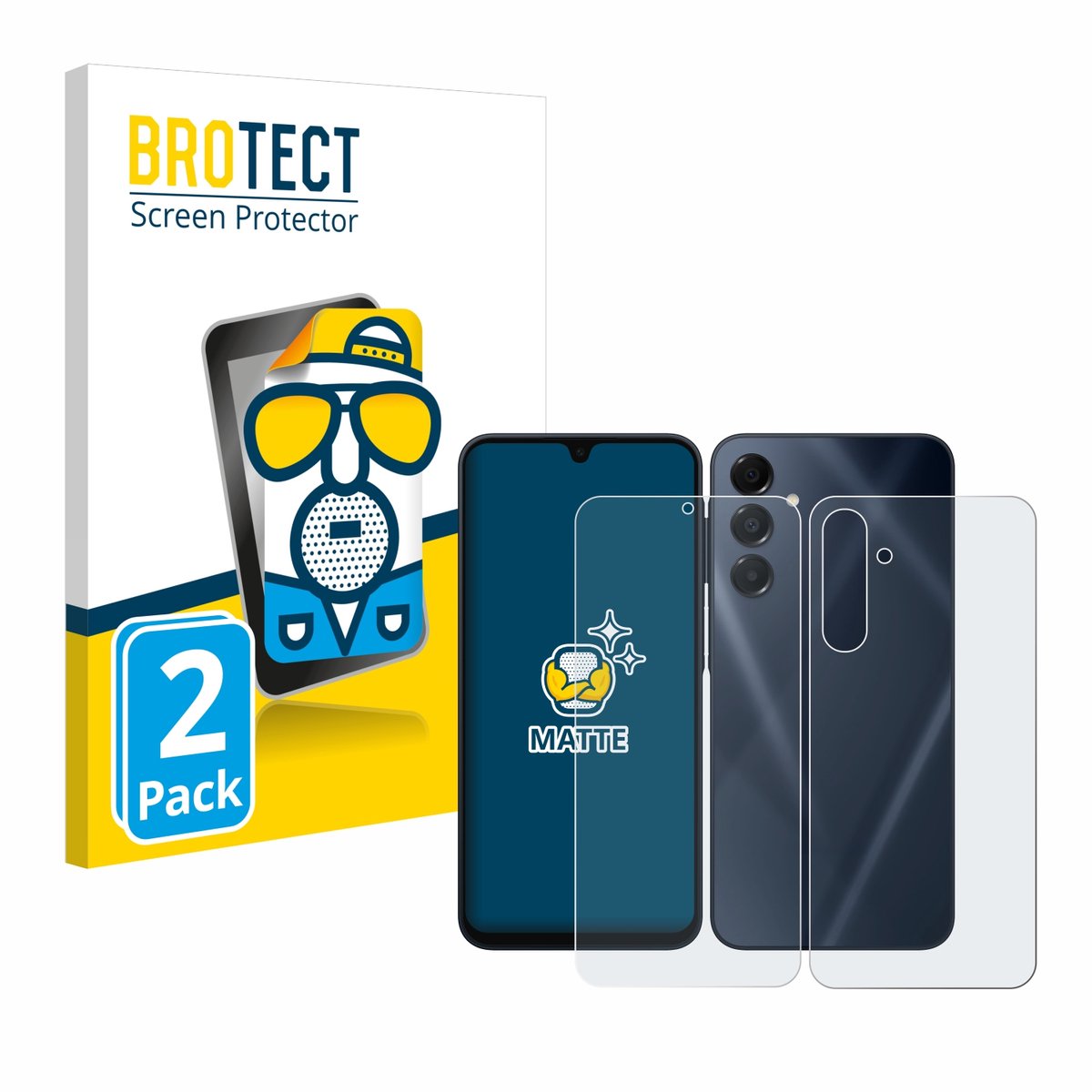 BROTECT - Screenprotector voor Samsung Galaxy A16 5G (Voor+Achter) - Folie Beschermfolie matte 2 Stuks