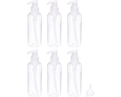 200ml 48x150mm Clear Reizen Flessen Set - 6in1 Set Pomp Fles Containers met Trechter voor Shampoo Lotion Crème Zeep en Toeslag Verpakking