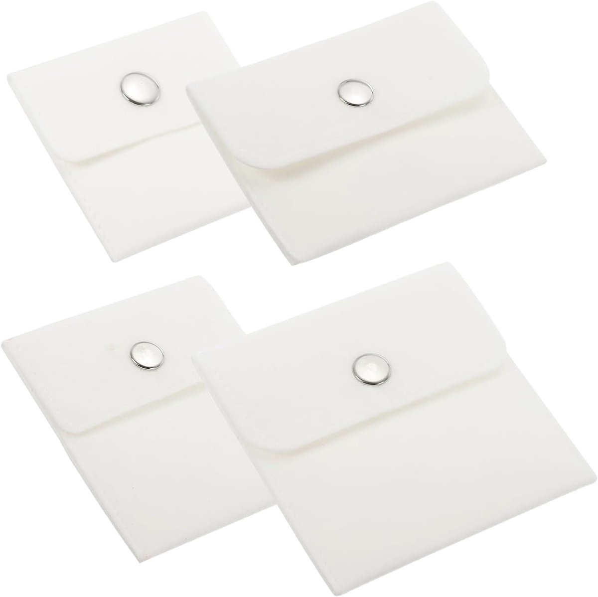 Jewelry Bag - 4 Sizes Velvet Bags - Push Button Portable Storage Bag voor Earring - Armbanden - Kettingen - Ringen - Horloge - Wit