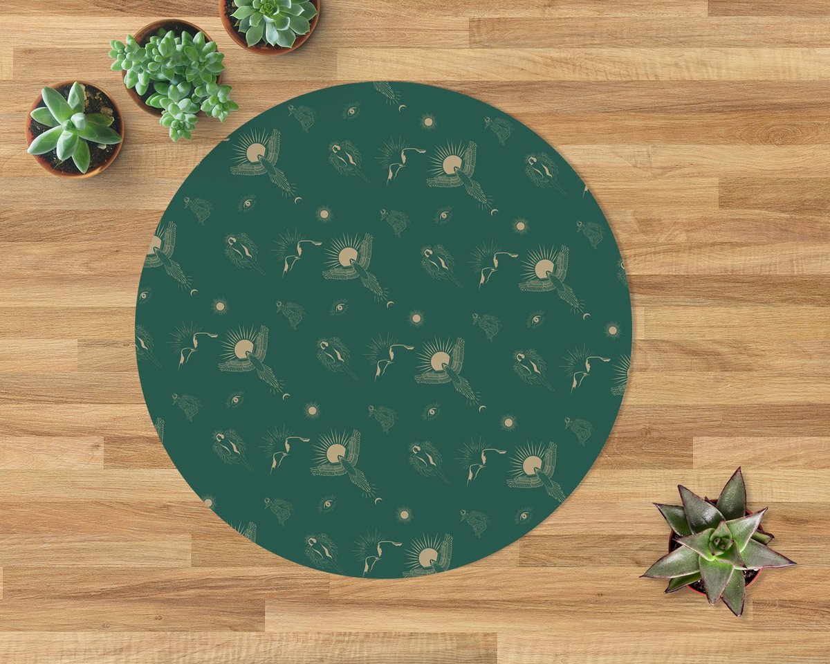 Coloray Vloerbeschermer - Mystiek esoterisch patroon Stoel Mat - 100x100 cm - Groente Vloerbeschermer Groot - Vloerbeschermer Bureaustoel Tapijt - PVC Vloerbeschermer - Ronde Mat - Abstracties Thema