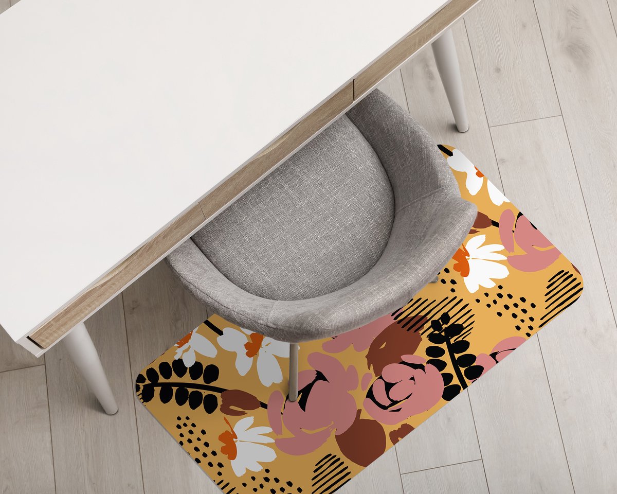 Coloray Vloerbeschermer - Prairiebloemen Vloerbeschermer Bureaustoel - 100x70 cm - Veelkleurig Computer Stoel Mat - Vloerbeschermer Bureaustoelmat - PVC Vloerbeschermer - Rechthoekige Mat - Natuur Thema