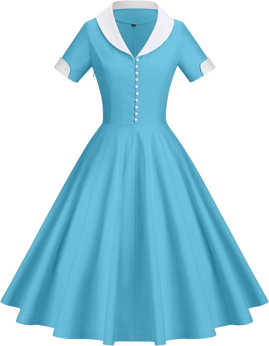 Dames Jurk Jaren '50 Vintage Swing Jurk met Cape Kraag