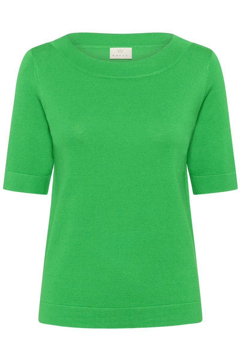 Kaffe KAlizza boatneck solid Pullover Dames Trui - Bright Green