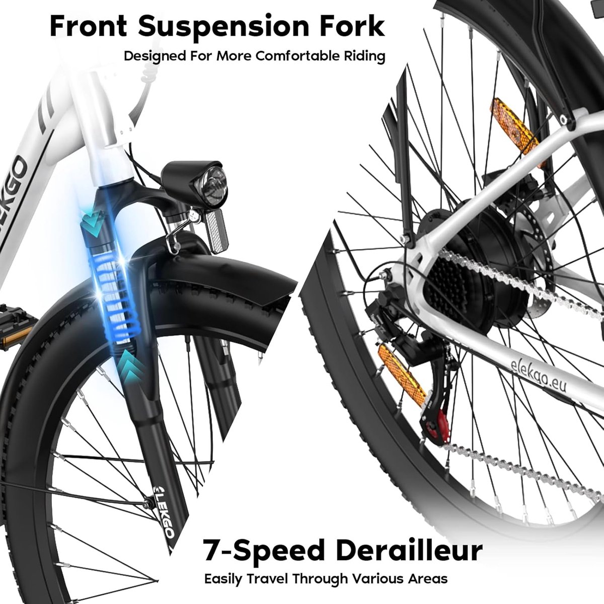 Elektrische Fiets Colorway BK8SL - Trendy 27.5 Inch City Commuter EBike met Afneembare 36V 12Ah Lithium Batterij - Mountain E-Bike met 250W Motor - Damesfiets - IP54 Waterdicht thumbnail 3