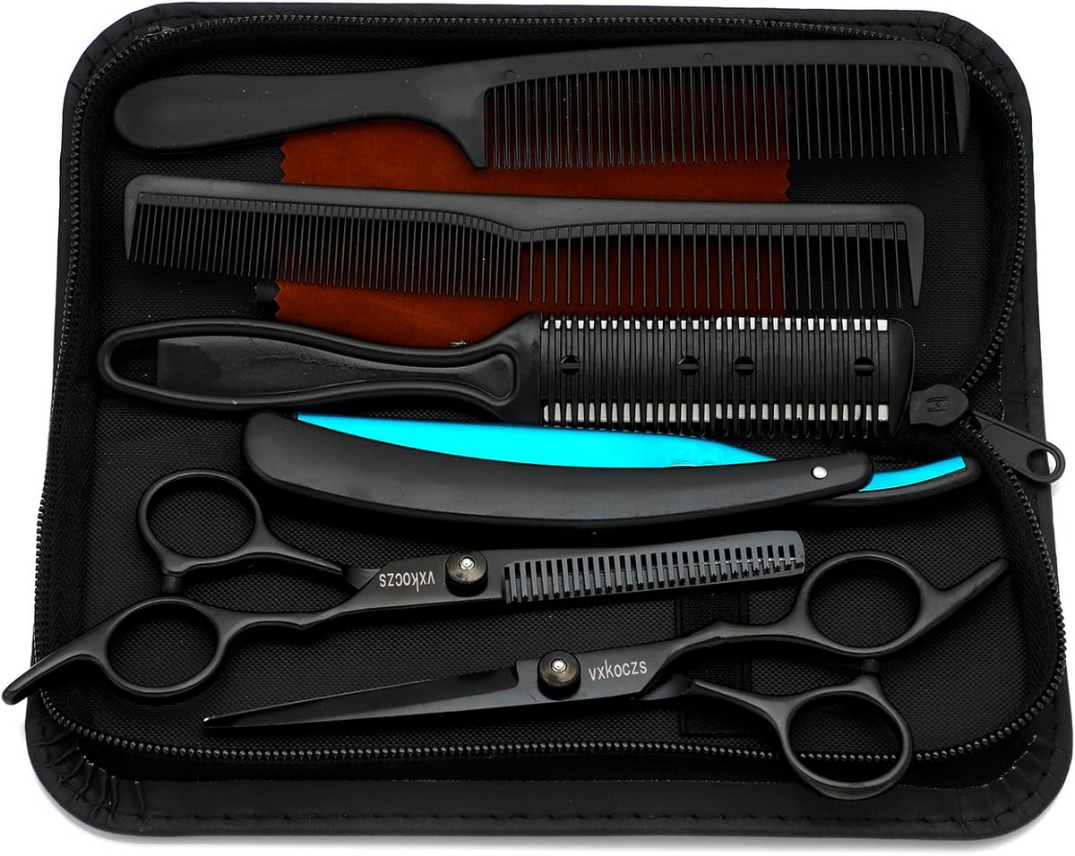 Professionele Haarschaar Set van 6 Stuks in Etui - Kappersschaar RVS voor Thuis en Salon