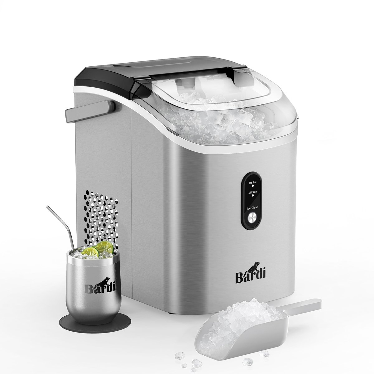 Bardi 1.1 Nugget IJsblokjesmachine Rond – Met Luxe Thermosbeker – RVS