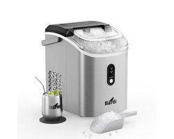 Bardi 1.1L - Nugget IJsblokjesmachine Rond - Crushed Ice Maker met IJsschep - 15kg/24 uur - Ijsblokjesmaker - Met Luxe Thermosbeker - RVS