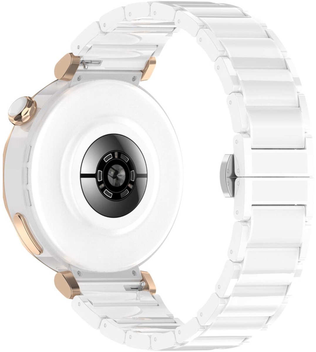 Stalen bandje - geschikt voor Garmin Venu 2s / 3s / 4 (41mm) / Vivoactive 4s / Forerunner 255s / 265s - Huawei Watch GT 5 Pro - 42mm / GT 6 / GT 5 / GT 4 - 41mm - keramiek - wit