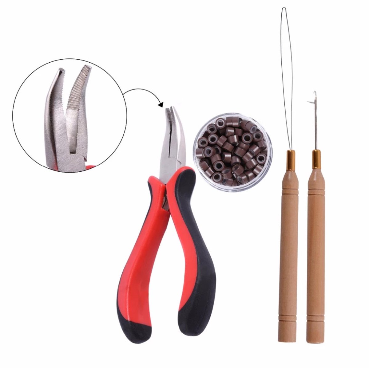 4 Delige Hairextensions Tools - Extension Tools - Verwijdering Extensions - Haarextension Verwijderaar tang – Haaknaald - Gebogen Tang - Haarextension plaatsings- verwijdertang - LOUZIR