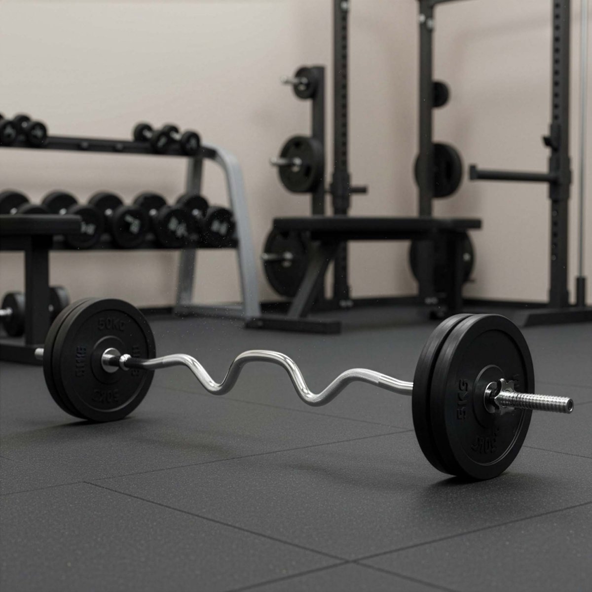 Actiget® Curlstang | Halterstang | Barbell | Chroomstaal | Verbogen | 120 cm | 25 mm | 2 Klemmen