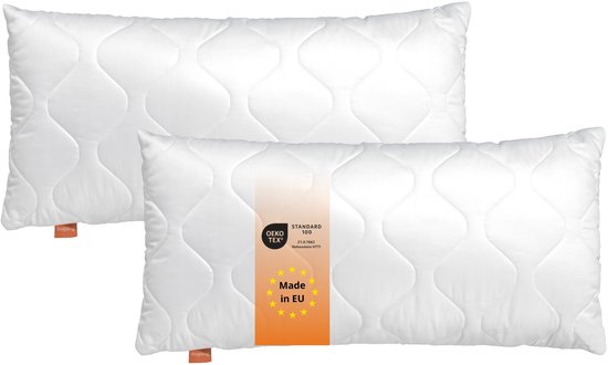 sleepling hoofdkussen 30x50 cm, Set van 2 - kussen van microvezel - Hotelkwaliteit - Ergonomisch -geschikt voor mensen met allergieën - als slaapkussen, bankkussen of sierkussen - kussen set - Made in EU, wit