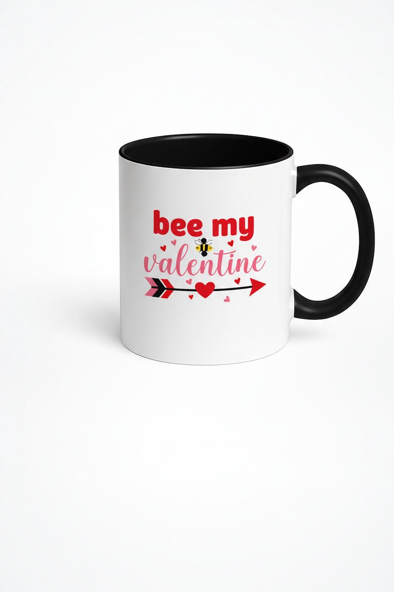 Bee My Valentine Mok - Liefdevolle Keramische Beker met Bij en Harten voor Valentijn