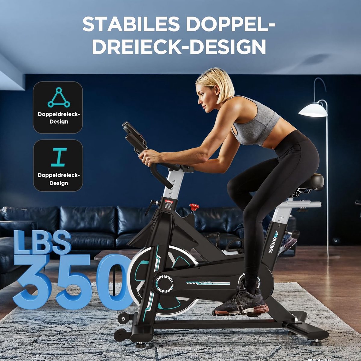 Hometrainer Stille Ergometer met LCD-Scherm en Tablethouder - Hometrainer - €271,77