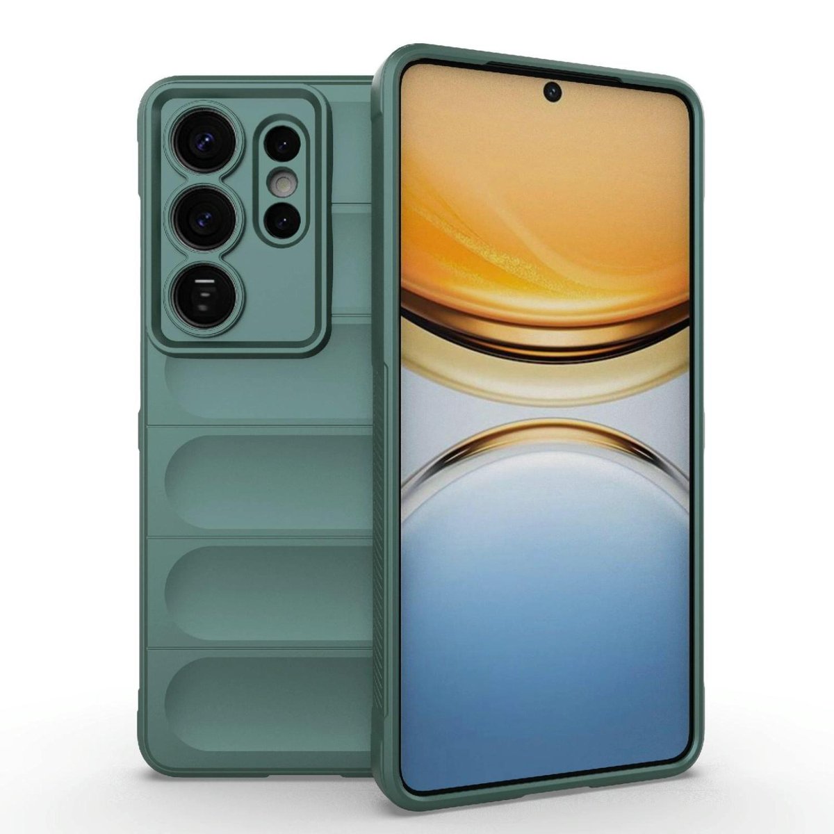 Mobigear Hoesje geschikt voor Samsung Galaxy S26 Ultra Telefoonhoesje Flexibel TPU | Mobigear Bumpy Backcover | Galaxy S26 Ultra Case | Back Cover - Donkergroen