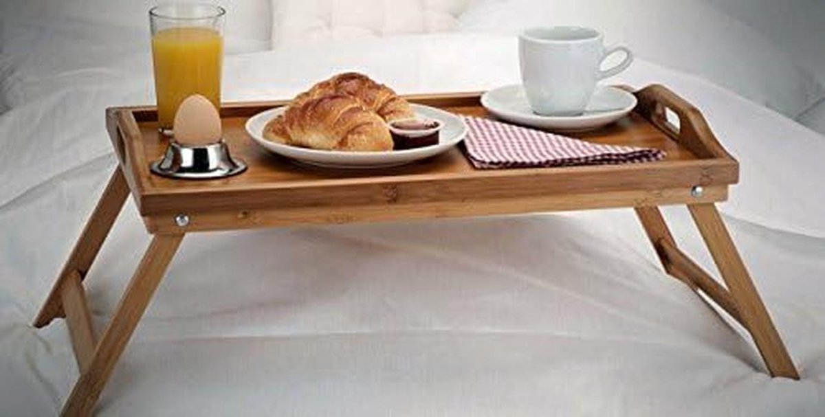 Bamboe Beddienblad Inklapbaar met Poten - Houten Serveertray 50x30 cm