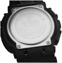 Zwarte G-Shock horloge, achterkant met details over waterbestendigheid en metaal.