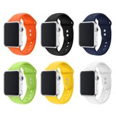 Eyzo Wearablebandje - 6-pack Siliconen Apple Series 38 / 40 mm bandje voor de iWatch 1, 2, 3, 4, 5, 6 & SE - Vervangende Horlogebandjes - Small 38 mm