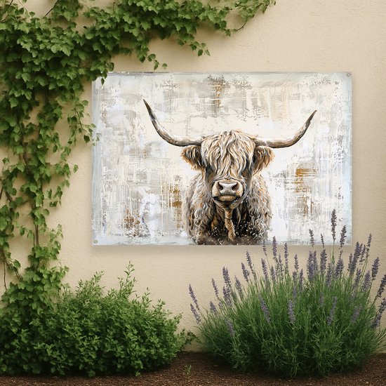 Schotse hooglander - Wanddecoratie buiten - Tuinposter - 90x60 cm