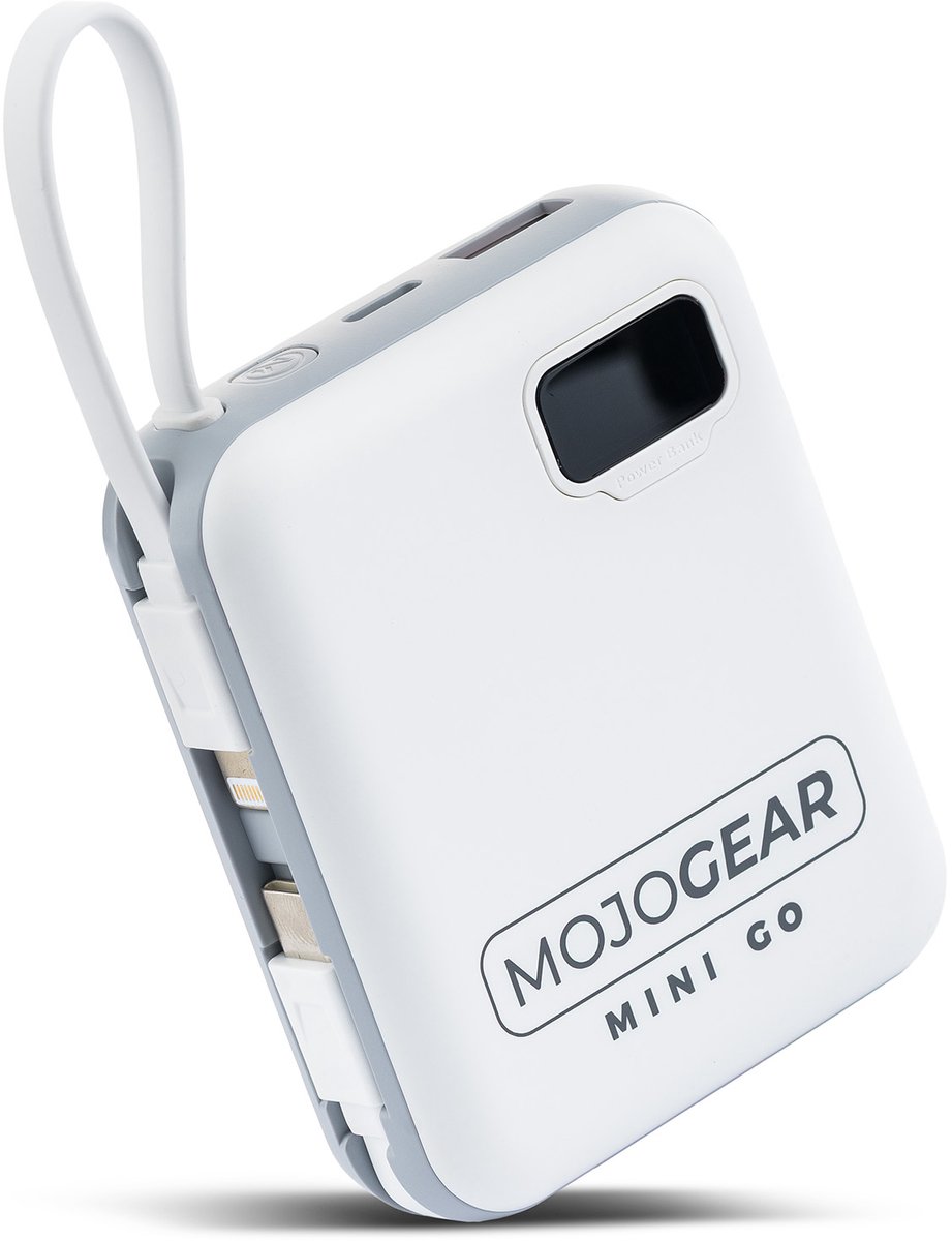 MOJOGEAR MINI GO Powerbank 10.000 mAh met Ingebouwde Kabels - MOJOGEAR - €29,99