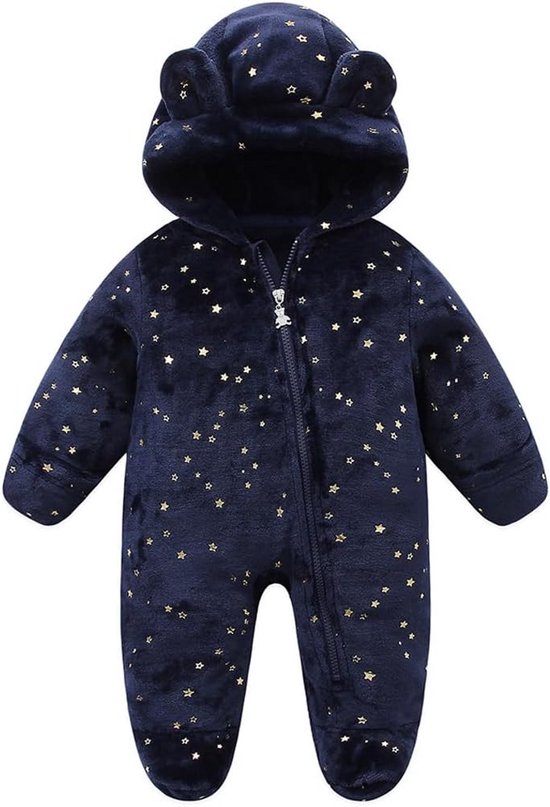 Warme Fleece Babypyjama Romper met Capuchon en Voetjes voor Pasgeboren Jongens en Meisjes (0-12 maanden) — afbeelding 3