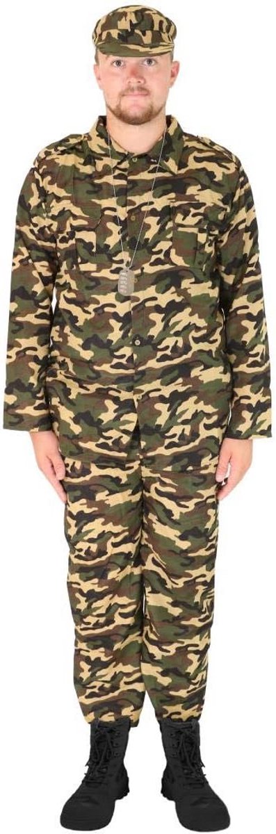 Camouflage Leger Kostuum voor Heren - Verkleedkostuum Soldaat in Groen en Bruin